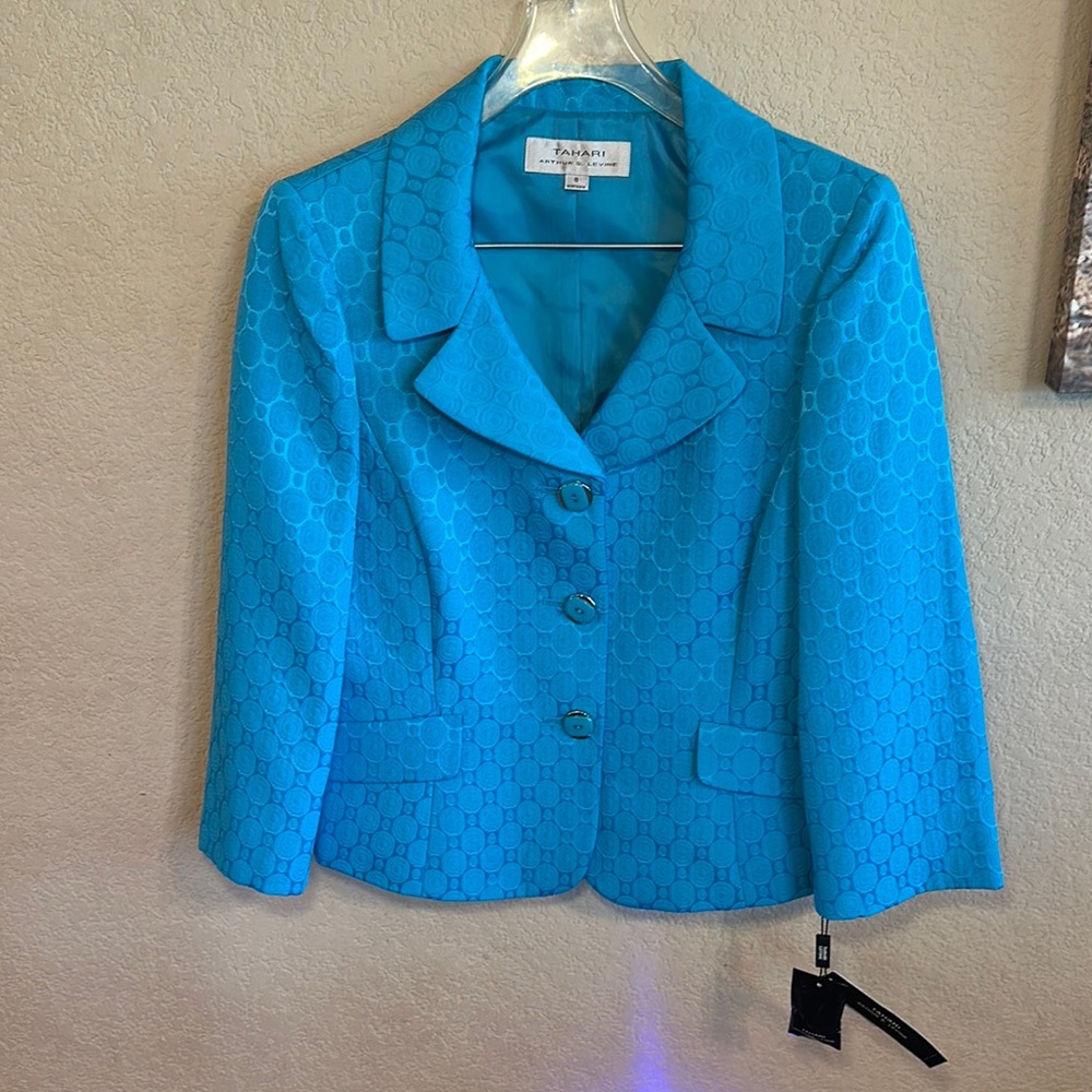 TAHARI Blue Blazer Tailored Suit Jacket